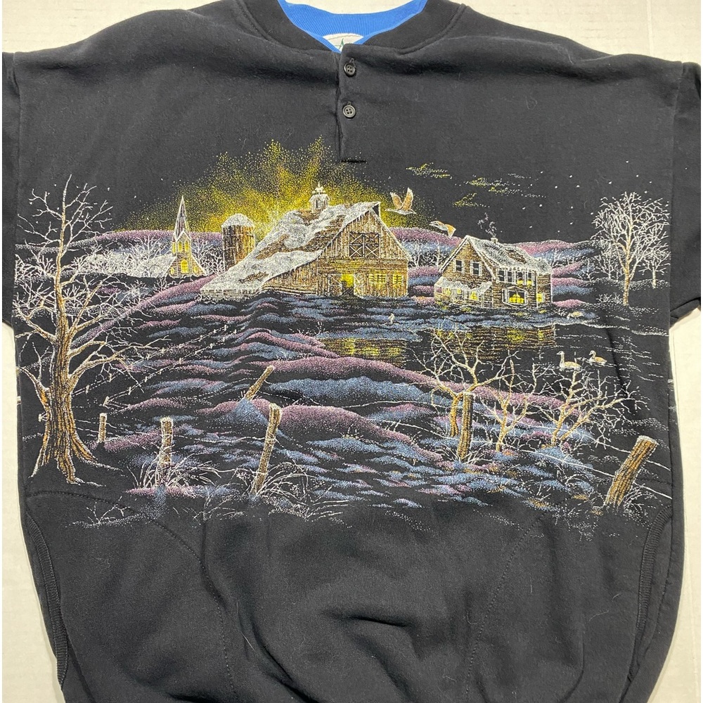 Vintage Artisans Sunchein Sweatshirt Winter All Over Print Large Made In USA - Picture 2 of 9